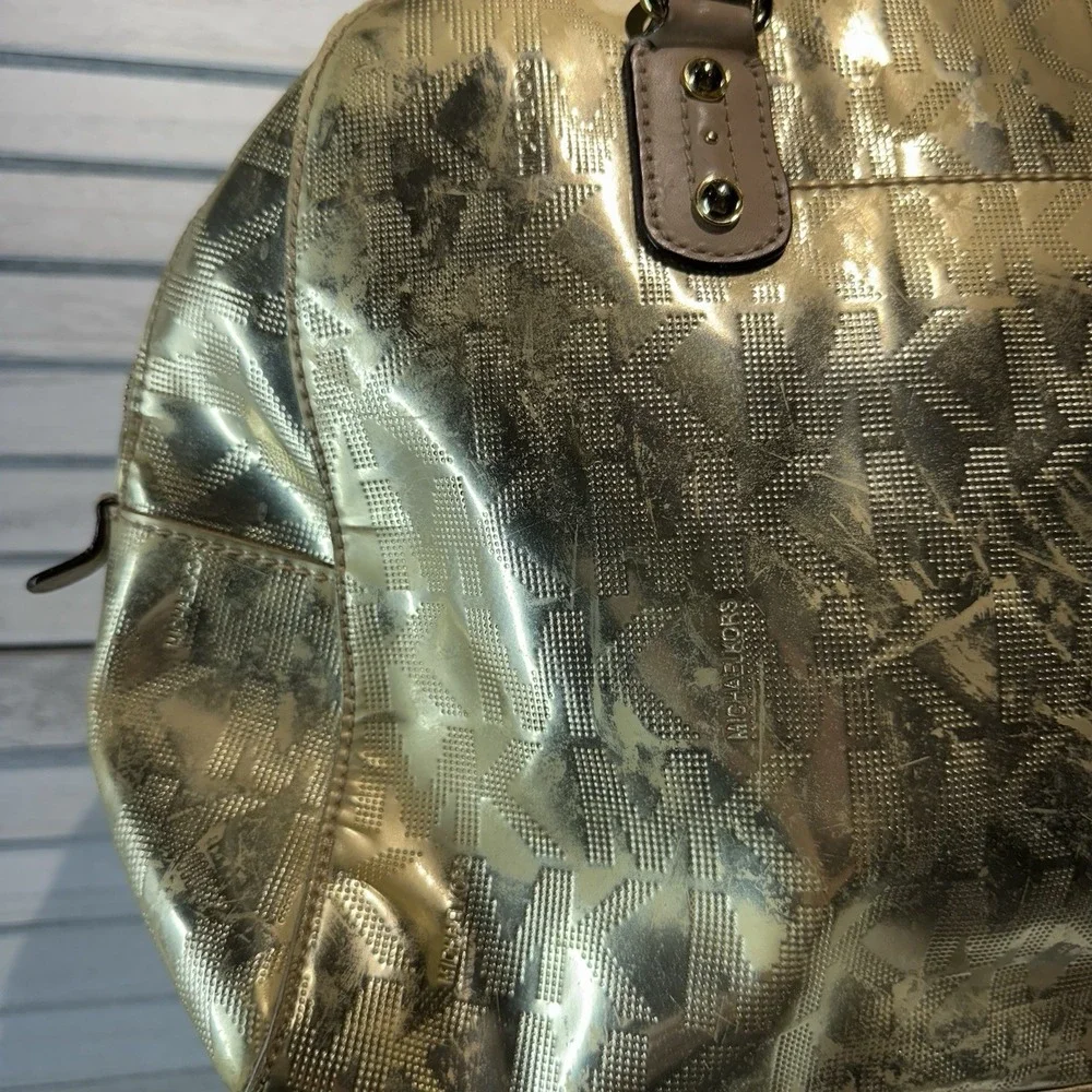 Gold Metallic Mirror duffle Michael‎ Kors
